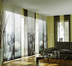 japonské záclony v obývacím pokoji